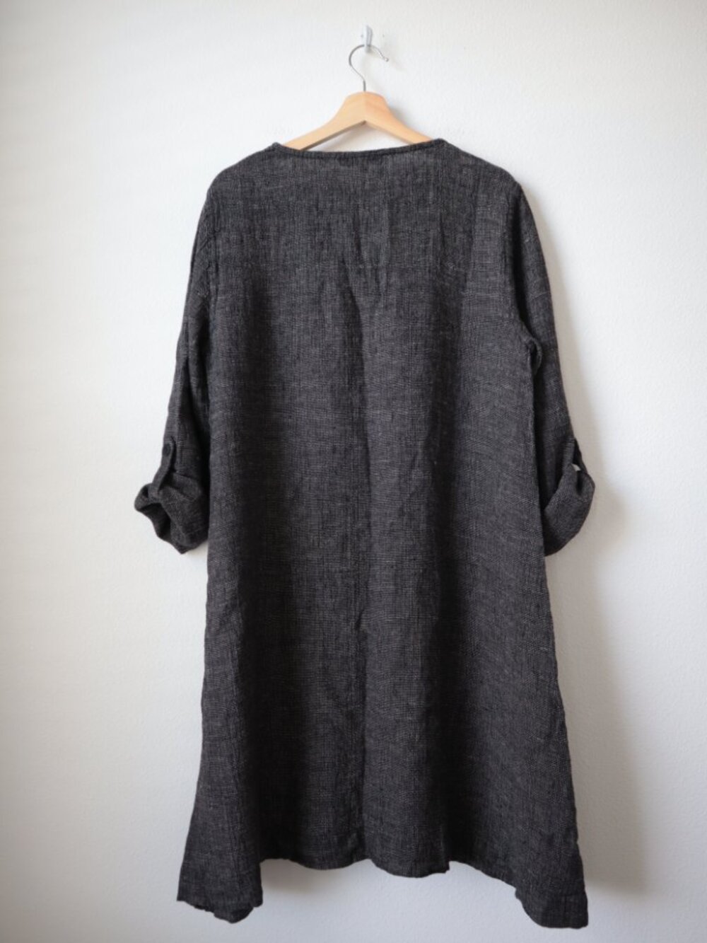 FLAX Black and Tan Woven Linen Tunic Dress | S - Picture 6 of 6